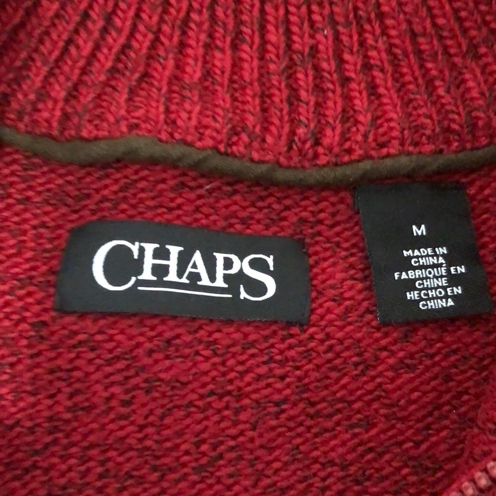 Chaps Men's Zip-Up Sweater in Rich Red - Picture 3 of 6